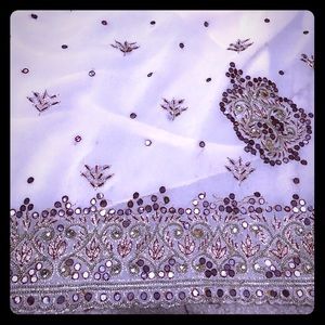 White and Maroon Saree